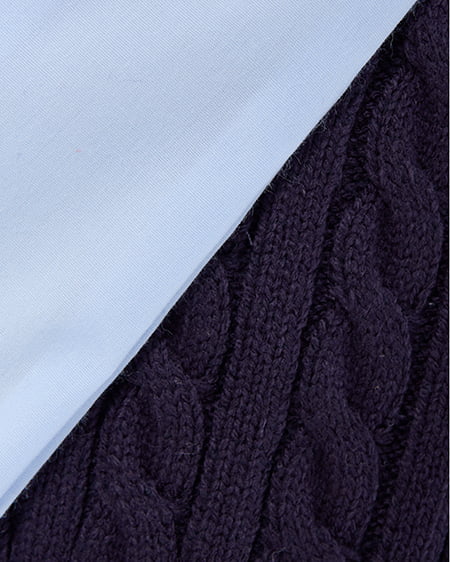 INGNI（イング） ボウタイシャツドッキングケーブルニット ｺﾝ/ﾌﾞﾙｰ