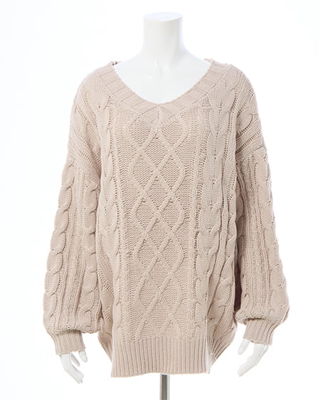 INGNI（イング） 2Wayケーブルルーズチュニックニット ﾍﾞｰｼﾞｭ