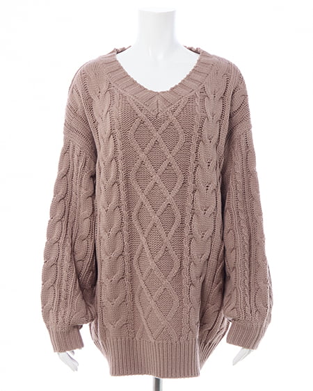 INGNI（イング） 2Wayケーブルルーズチュニックニット ﾓｶﾍﾞｰｼﾞｭ