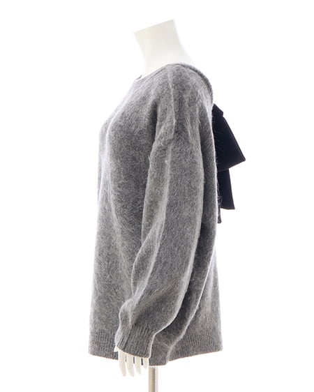 INGNI（イング） バックベロアリボンシャギーチュニックニット ﾁｬｺｰﾙｸﾞﾚｰ/A