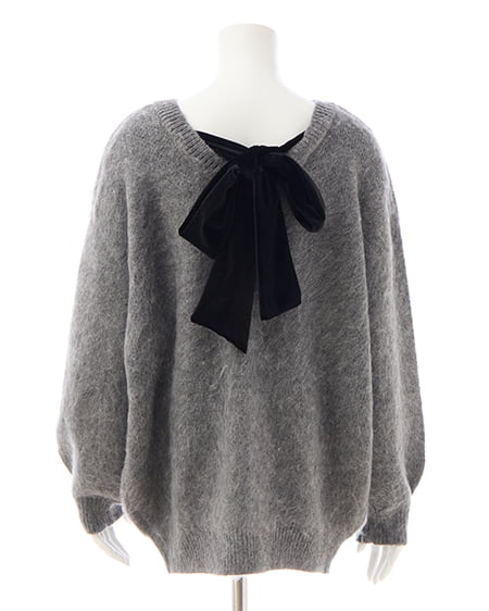 INGNI（イング） バックベロアリボンシャギーチュニックニット ﾁｬｺｰﾙｸﾞﾚｰ/A