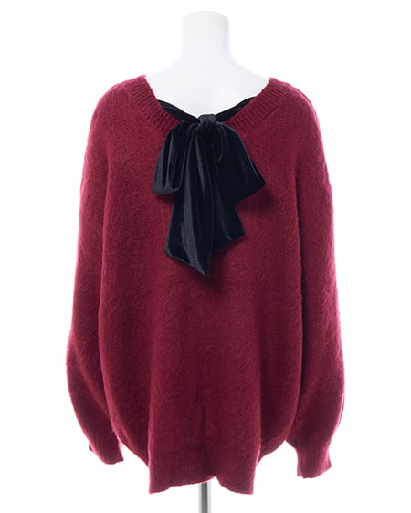 INGNI（イング） バックベロアリボンシャギーチュニックニット ﾎﾞﾙﾄﾞｰ