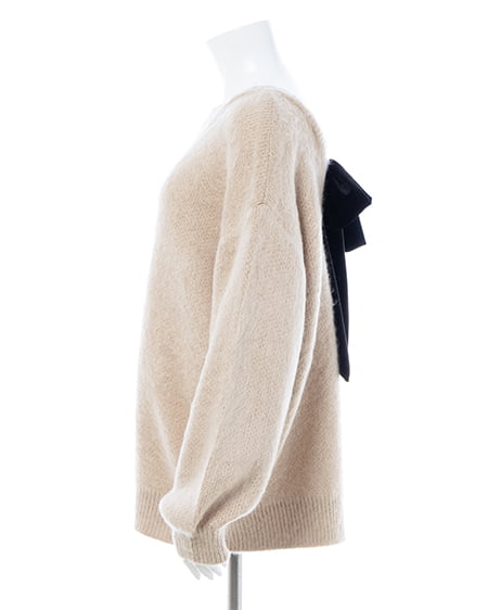 INGNI（イング） バックベロアリボンシャギーチュニックニット ﾍﾞｰｼﾞｭ