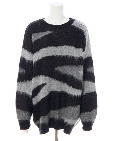 INGNI(イング) マーブル柄シャギーニット クロ/グレー