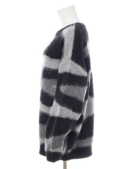 INGNI(イング) マーブル柄シャギーニット クロ/グレー