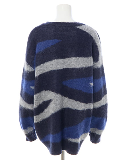 INGNI（イング） マーブル柄シャギーニット ｺﾝ/ﾌﾞﾙｰ