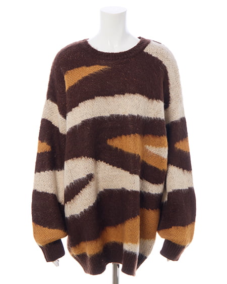 INGNI(イング) マーブル柄シャギーニット ブラウン/マスタード