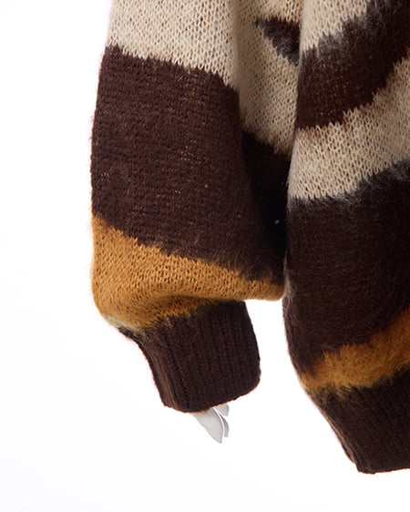 INGNI(イング) マーブル柄シャギーニット ブラウン/マスタード