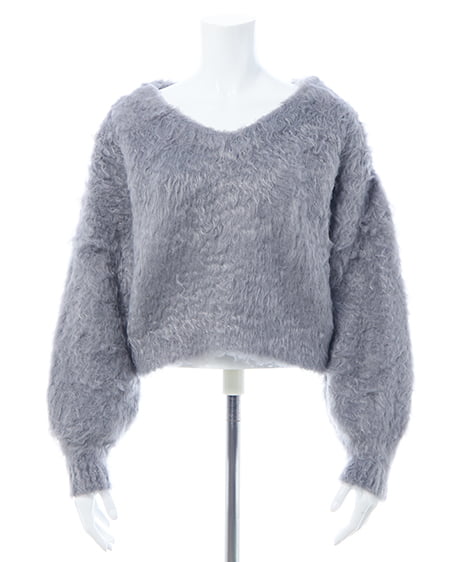 INGNI(イング) 2Wayショート丈シャギーニット チャコールグレー