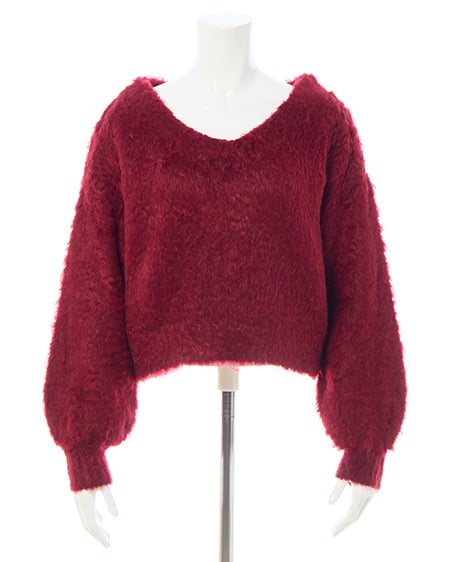 INGNI(イング) 2Wayショート丈シャギーニット ボルドー