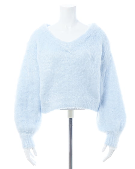 INGNI(イング) 2Wayショート丈シャギーニット サックス