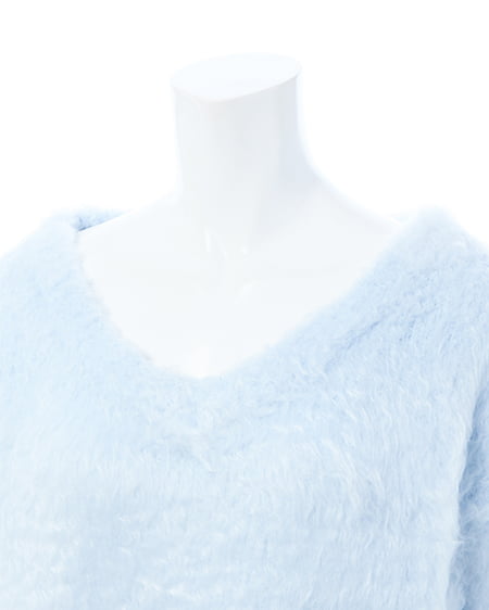 INGNI(イング) 2Wayショート丈シャギーニット サックス