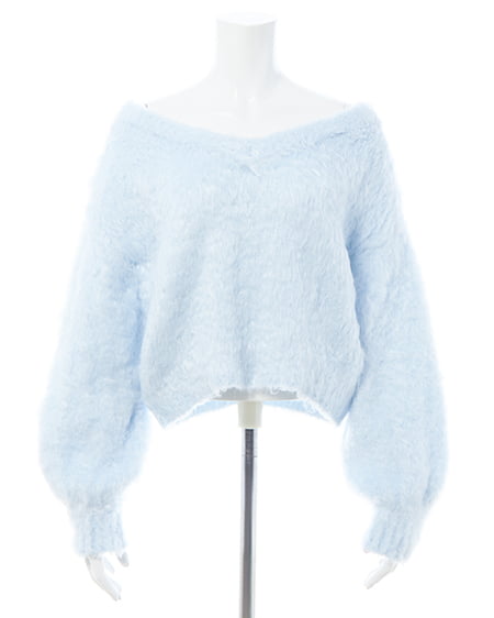 INGNI(イング) 2Wayショート丈シャギーニット サックス