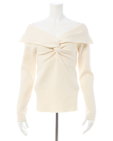 INGNI（イング） フロントツイストオフショルニット ｵﾌﾎﾜｲﾄ