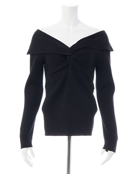 INGNI（イング） フロントツイストオフショルニット ｸﾛ