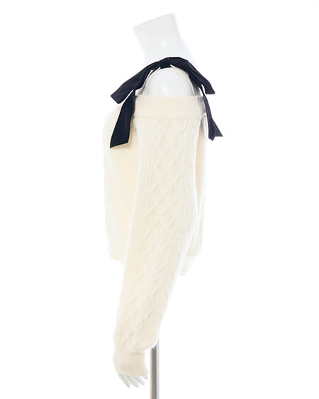 INGNI（イング） 2Wayベロアリボンオフショルケーブルニット ｱｲﾎﾞﾘｰ