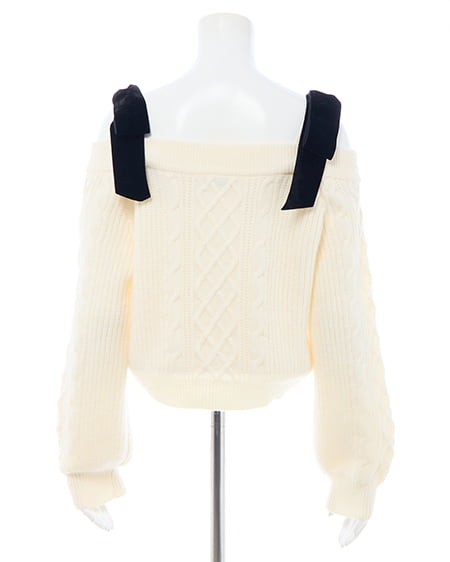 INGNI（イング） 2Wayベロアリボンオフショルケーブルニット ｱｲﾎﾞﾘｰ