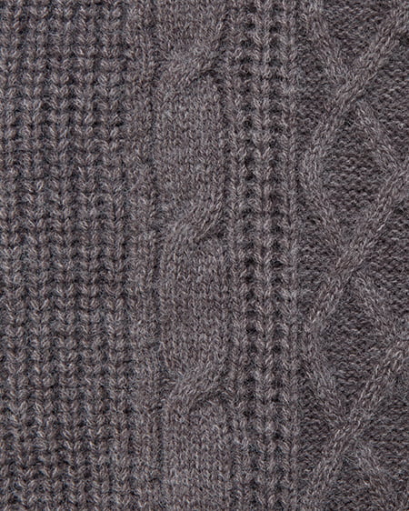 INGNI（イング） 2Wayベロアリボンオフショルケーブルニット ﾁｬｺｰﾙｸﾞﾚｰ