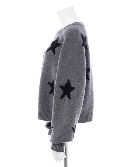 INGNI（イング） 星柄ループジャガードニット ﾁｬｺｰﾙｸﾞﾚｰ/ｸﾛ