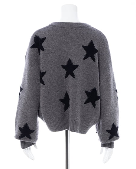 INGNI（イング） 星柄ループジャガードニット ﾁｬｺｰﾙｸﾞﾚｰ/ｸﾛ