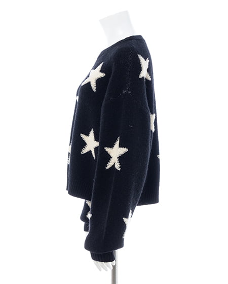 INGNI（イング） 星柄ループジャガードニット ｸﾛ/ｵﾌﾎﾜｲﾄ