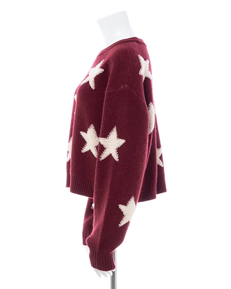 INGNI（イング） 星柄ループジャガードニット ﾎﾞﾙﾄﾞｰ/ｵﾌﾎﾜｲﾄ