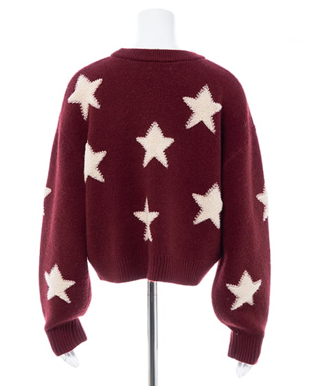INGNI（イング） 星柄ループジャガードニット ﾎﾞﾙﾄﾞｰ/ｵﾌﾎﾜｲﾄ