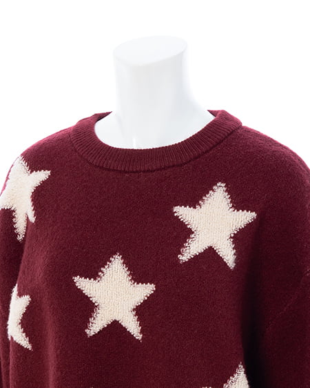 INGNI（イング） 星柄ループジャガードニット ﾎﾞﾙﾄﾞｰ/ｵﾌﾎﾜｲﾄ