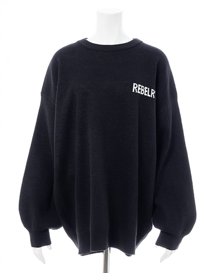 INGNI(イング) バックビッグロゴチュニックニット クロ/オフホワイト