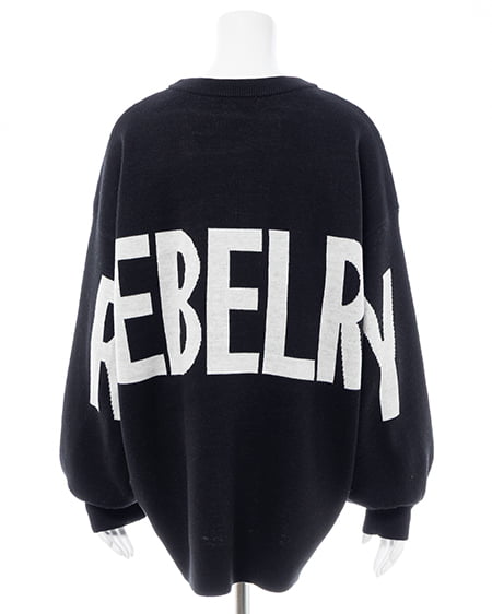 INGNI(イング) バックビッグロゴチュニックニット クロ/オフホワイト