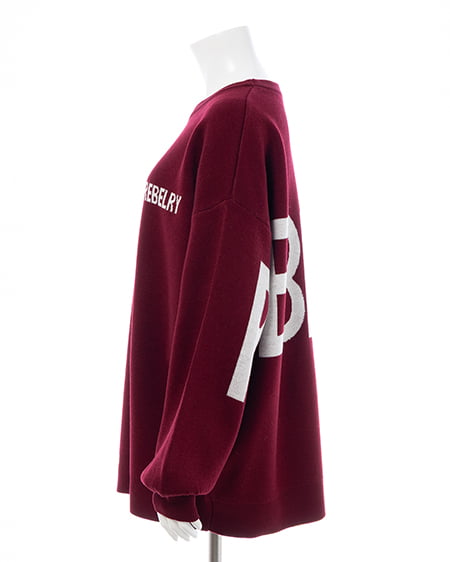 INGNI(イング) バックビッグロゴチュニックニット ボルドー/オフホワイト