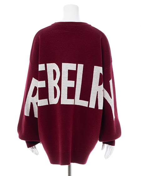 INGNI(イング) バックビッグロゴチュニックニット ボルドー/オフホワイト