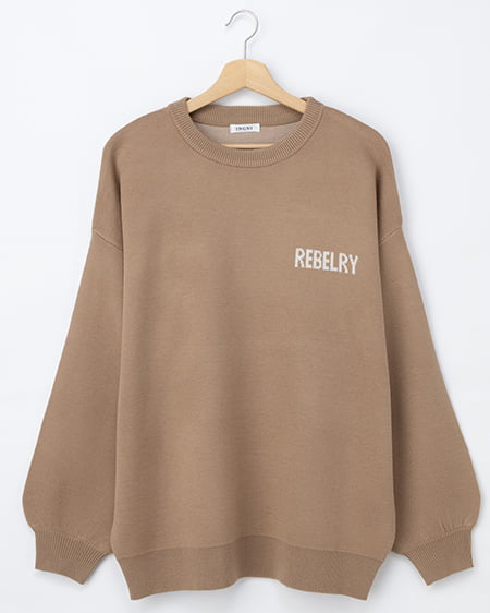 INGNI(イング) バックビッグロゴチュニックニット ﾍﾞｰｼﾞｭ/ｵﾌﾎﾜｲﾄ