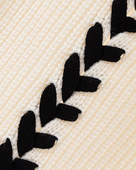 INGNI（イング） レースアップチュニックニット ｵﾌﾎﾜｲﾄ/ｸﾛ