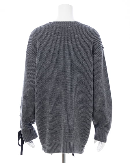 INGNI（イング） レースアップチュニックニット ﾁｬｺｰﾙｸﾞﾚｰ/ｸﾛ