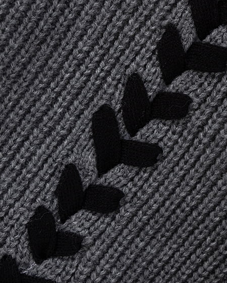 INGNI（イング） レースアップチュニックニット ﾁｬｺｰﾙｸﾞﾚｰ/ｸﾛ