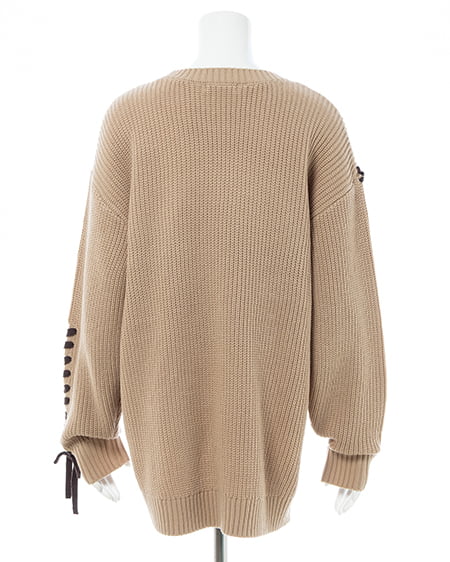 INGNI(イング) レースアップチュニックニット ベージュ/ブラウン