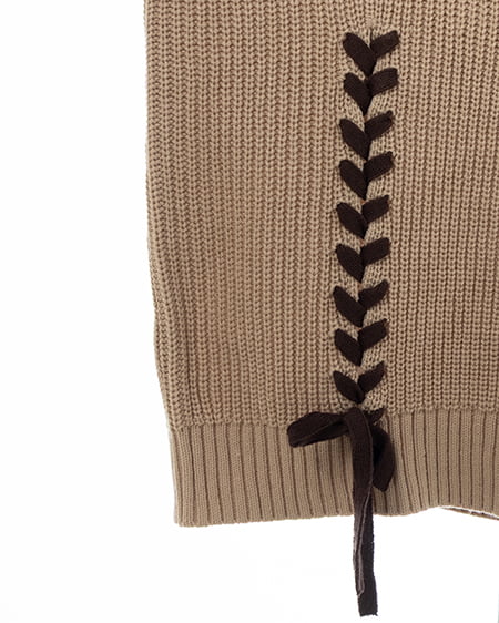 INGNI(イング) レースアップチュニックニット ベージュ/ブラウン