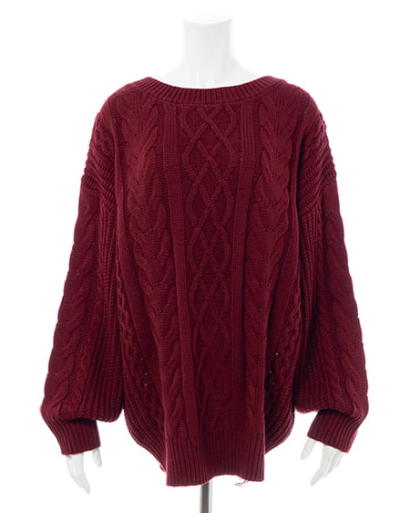 INGNI（イング） バックベロアリボンケーブルチュニックニット ﾎﾞﾙﾄﾞｰ/ｸﾛ