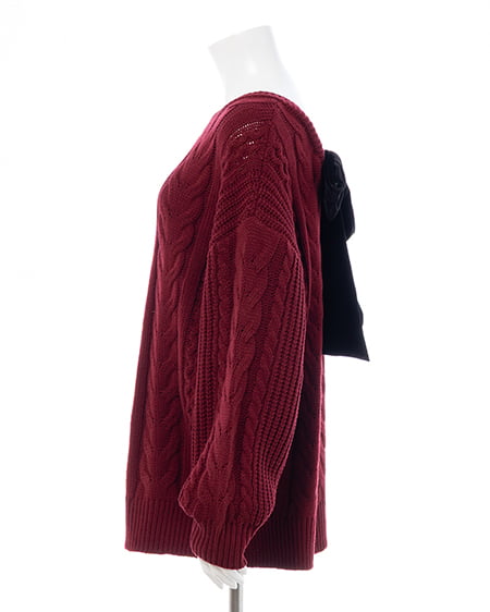 INGNI（イング） バックベロアリボンケーブルチュニックニット ﾎﾞﾙﾄﾞｰ/ｸﾛ