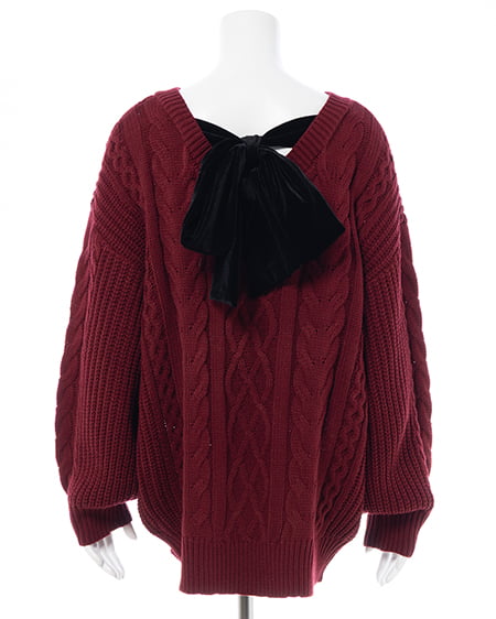 INGNI（イング） バックベロアリボンケーブルチュニックニット ﾎﾞﾙﾄﾞｰ/ｸﾛ