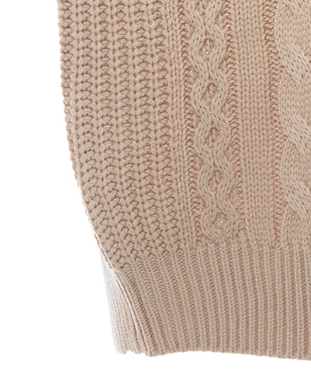 INGNI（イング） バックベロアリボンケーブルチュニックニット ﾍﾞｰｼﾞｭ/ｸﾛ