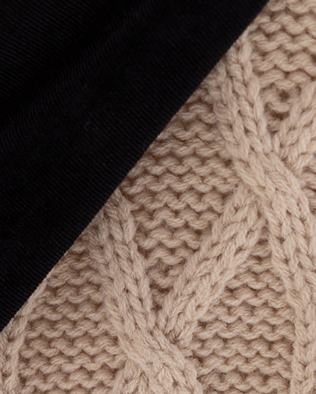 INGNI（イング） バックベロアリボンケーブルチュニックニット ﾍﾞｰｼﾞｭ/ｸﾛ