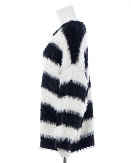 INGNI（イング） フェザーボーダーチュニックニット ｵﾌﾎﾜｲﾄ/ｸﾛ