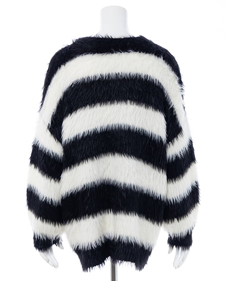 INGNI（イング） フェザーボーダーチュニックニット ｵﾌﾎﾜｲﾄ/ｸﾛ