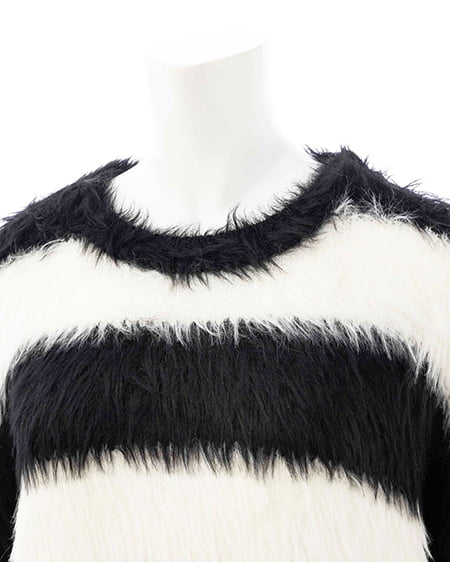 INGNI（イング） フェザーボーダーチュニックニット ｵﾌﾎﾜｲﾄ/ｸﾛ