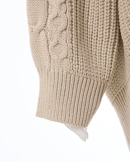 INGNI(イング) ポンポン付ケーブルチュニックニットパーカー ベージュ