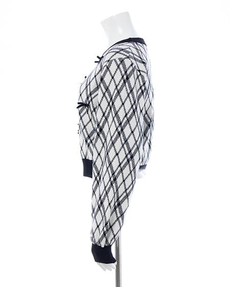 INGNI（イング） チェック柄ジャガードリボンニット ｵﾌﾎﾜｲﾄ/ｸﾛ