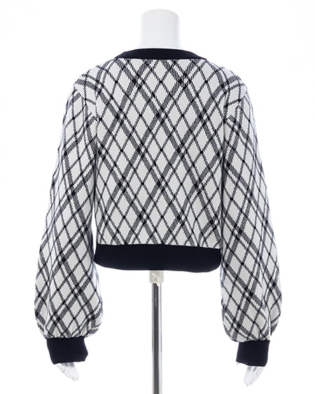 INGNI（イング） チェック柄ジャガードリボンニット ｵﾌﾎﾜｲﾄ/ｸﾛ