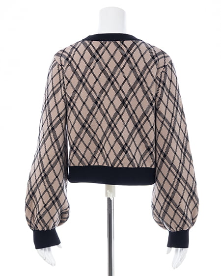 INGNI(イング) チェック柄ジャガードリボンニット ベージュ/クロ